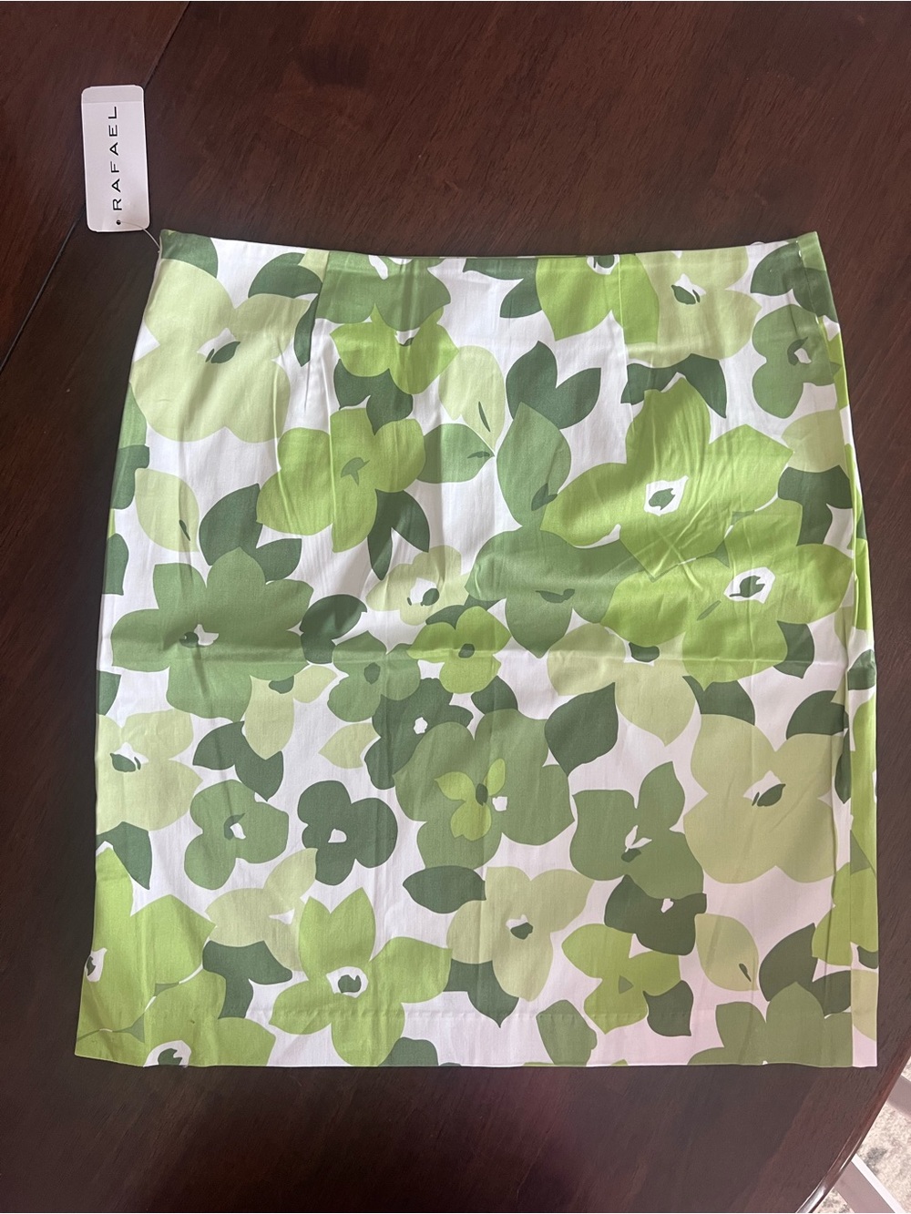 NWT Rafaella White Skirt with Light & Dark Green Floral Print